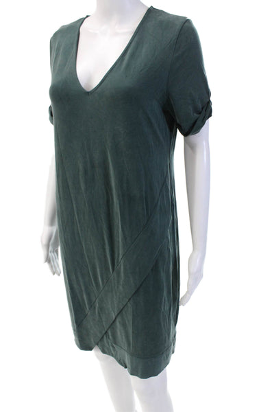 Dolan Women Shift T-Shirt Dress Green V-Neck Short Sleeve Size S