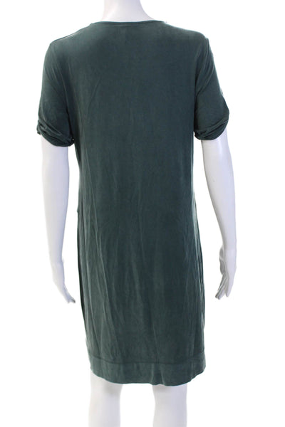 Dolan Women Shift T-Shirt Dress Green V-Neck Short Sleeve Size S