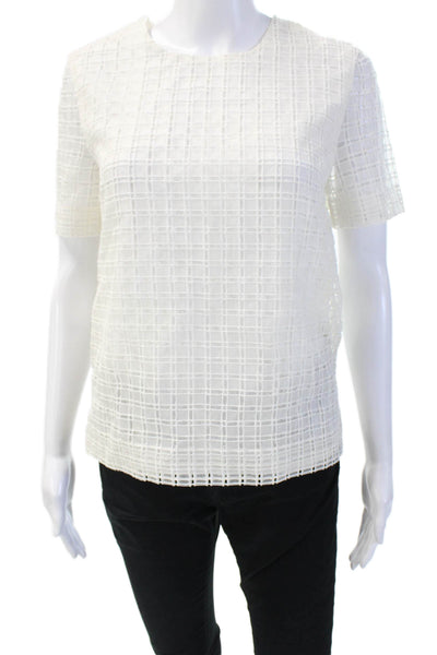 Rag & Bone Women's Short Sleeves Round Neck Mesh Blouse Cream Size XS