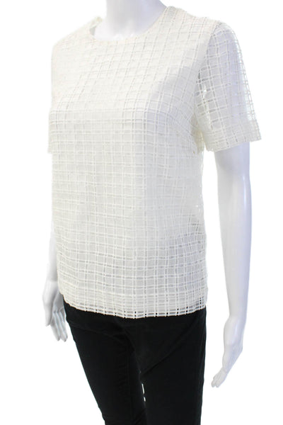 Rag & Bone Women's Short Sleeves Round Neck Mesh Blouse Cream Size XS