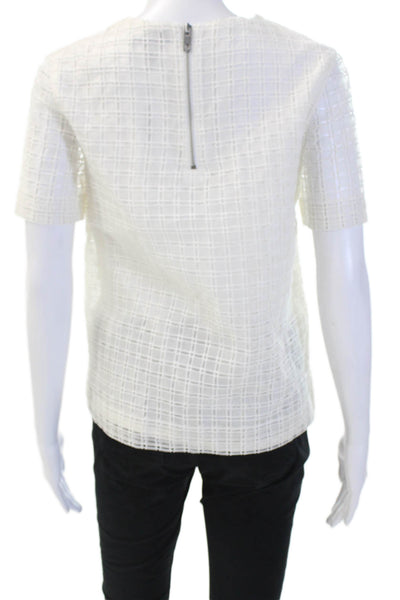 Rag & Bone Women's Short Sleeves Round Neck Mesh Blouse Cream Size XS