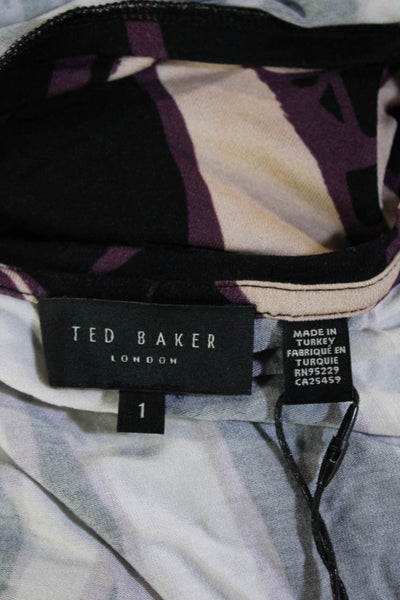 Ted Baker London Women's Round Neck Short Sleeve Multicolor T-Shirt Size 1