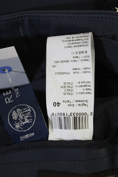 Peserico Women's Flat Front Straight Leg Dress Pants Navy Blue Size 40