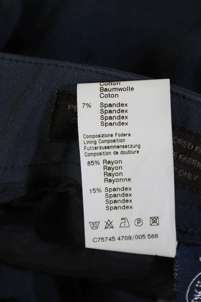 Peserico Women's Flat Front Straight Leg Dress Pants Navy Blue Size 40