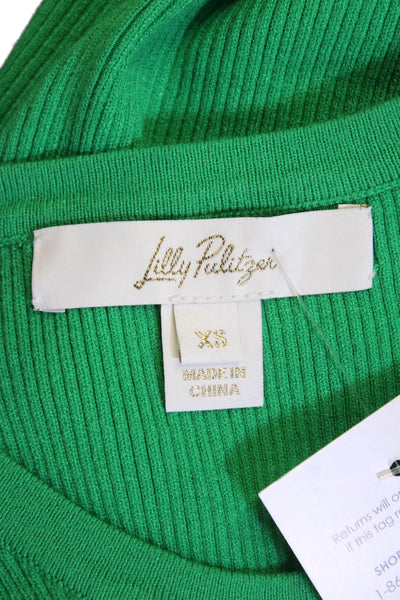 Lilly Pulitzer Women Green Basic Tank Crew Neck Solid Size XS