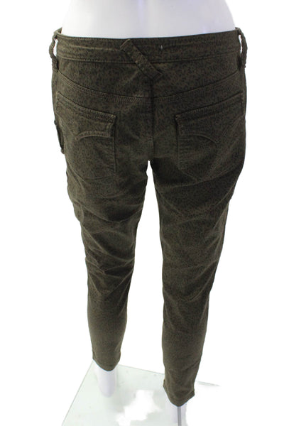 Joie Womens Cotton Zip Button Animal Print Pants Green Size EUR 27