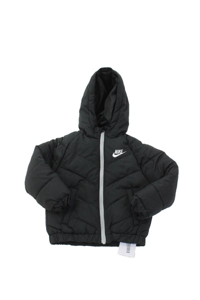Nike Unisex Kids Hooded Two Pocket Zip Up Coat Black Size 3T