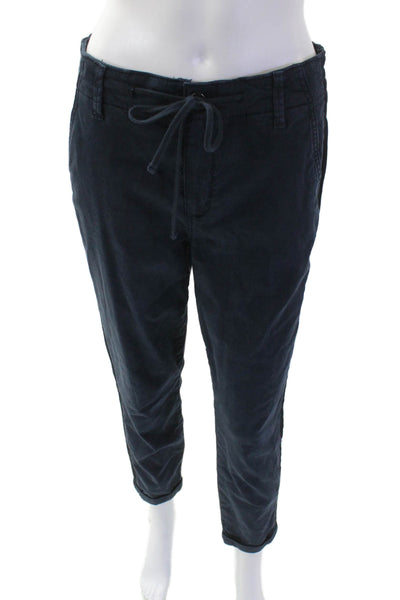 Paige Womens Cropped Jogger Pants Dark Blue Mid Rise Size 27