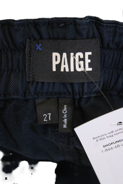 Paige Womens Cropped Jogger Pants Dark Blue Mid Rise Size 27