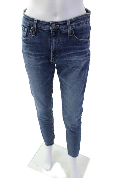 AG-ED Denim Womens Ankle Skinny Jeans Dark Blue Mid Rise Button Size 29