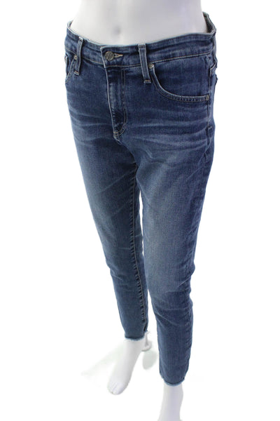 AG-ED Denim Womens Ankle Skinny Jeans Dark Blue Mid Rise Button Size 29