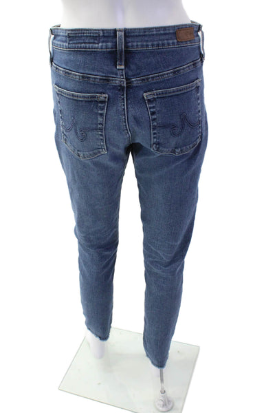 AG-ED Denim Womens Ankle Skinny Jeans Dark Blue Mid Rise Button Size 29