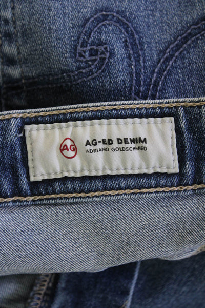 AG-ED Denim Womens Ankle Skinny Jeans Dark Blue Mid Rise Button Size 29