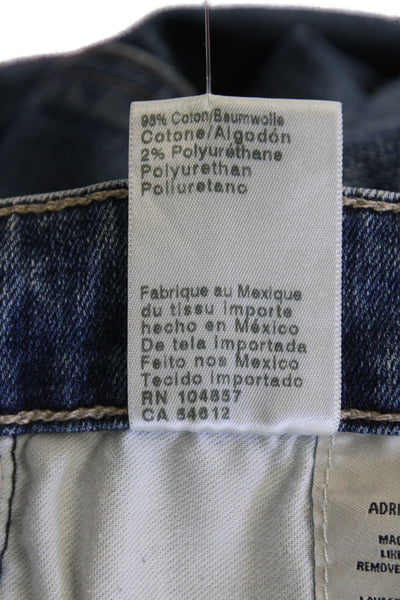 AG-ED Denim Womens Ankle Skinny Jeans Dark Blue Mid Rise Button Size 29