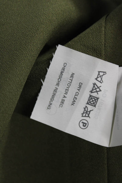 J Crew Women Shift Dress Army Green Short Sleeve Linen Knee Length Size 4P