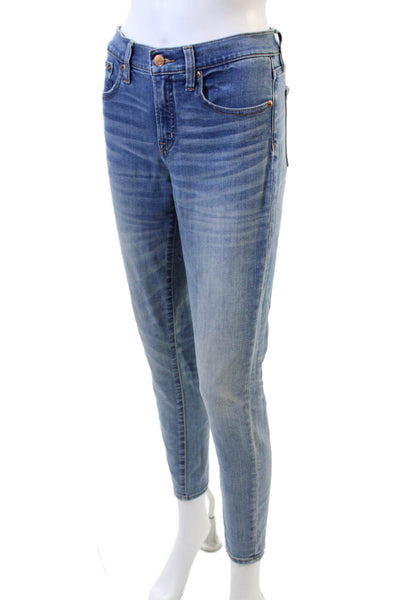 J Crew Womens Petites Cropped Ankle Jeans Blue High Rise Button Size 27