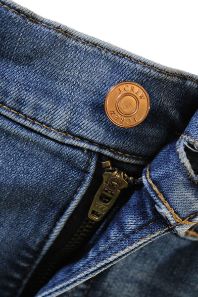 J Crew Womens Petites Cropped Ankle Jeans Blue High Rise Button Size 27