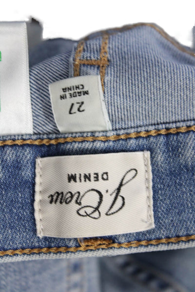 J Crew Womens Petites Cropped Ankle Jeans Blue High Rise Button Size 27