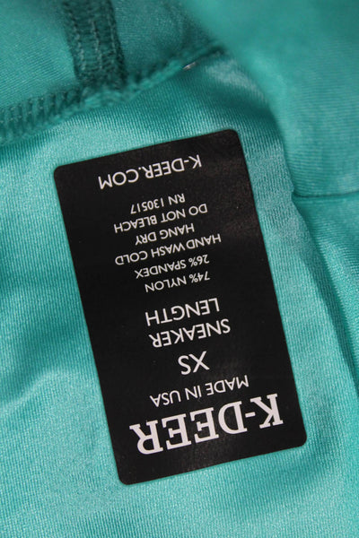 K-Deer Womens High Waisted Pull On Leggings Shiny Teal Size XS
