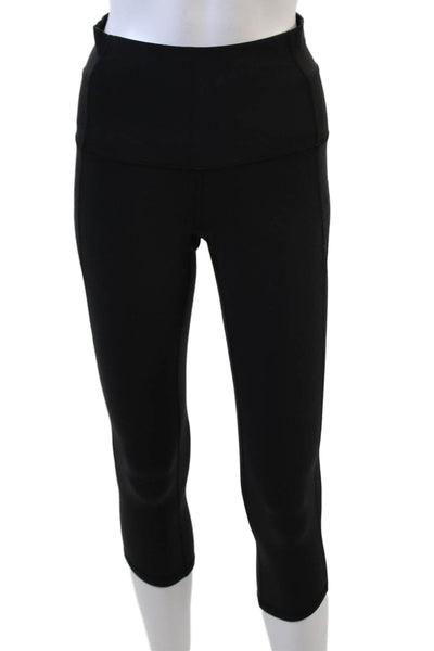 Lululemon Womens Pull On Laser Cut Trim Cropped Leggings Black Size 6