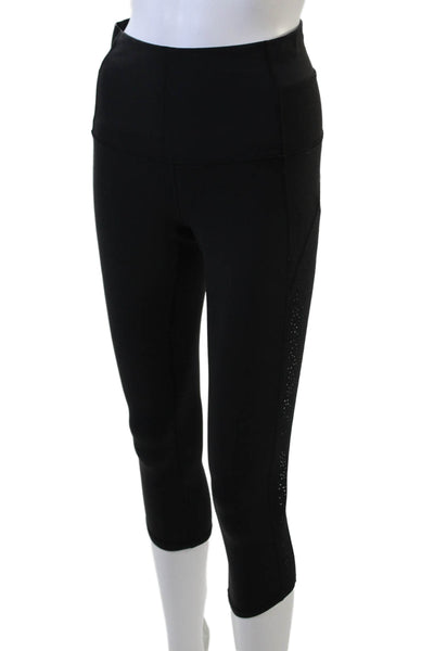 Lululemon Womens Pull On Laser Cut Trim Cropped Leggings Black Size 6