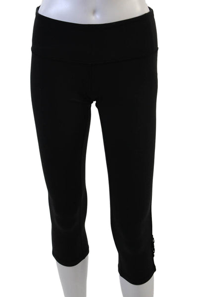 Lululemon Womens Mid Rise Pull On Cropped Leggings Solid Black Size 6