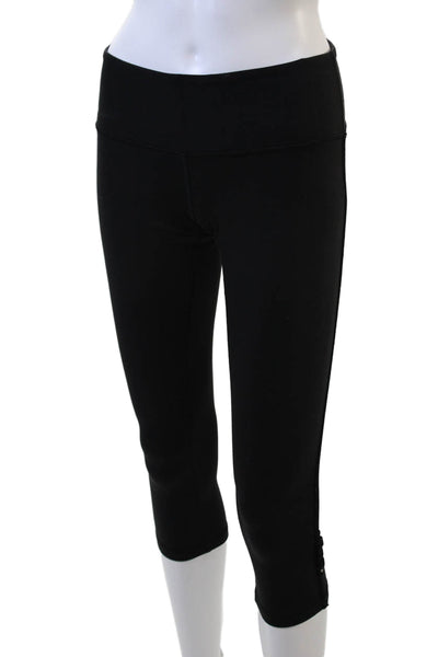 Lululemon Womens Mid Rise Pull On Cropped Leggings Solid Black Size 6