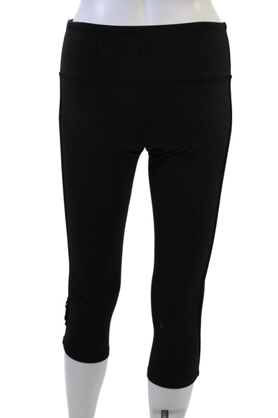 Lululemon Womens Mid Rise Pull On Cropped Leggings Solid Black Size 6