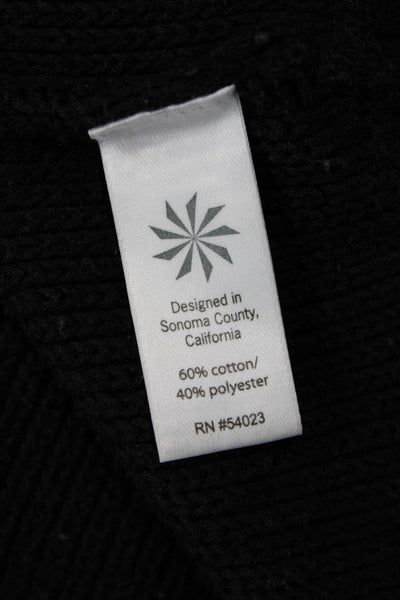 Athleta Womens Knit Crew Neck Side Zip Detail Long Sleeve Sweater Top Black Sz S