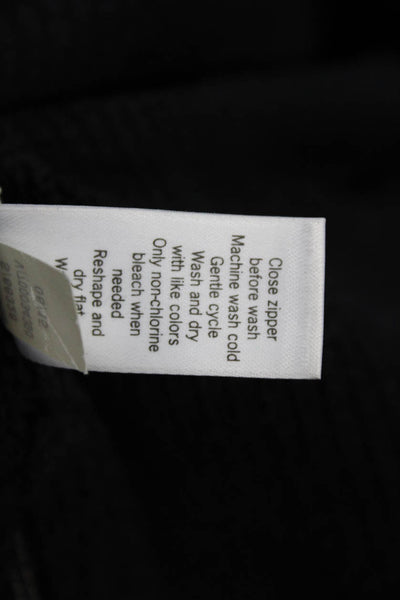 Athleta Womens Knit Crew Neck Side Zip Detail Long Sleeve Sweater Top Black Sz S