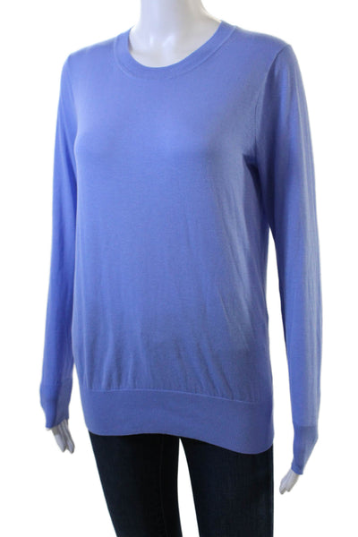 J Crew Womens Cotton Crew Neck Long Sleeve Pullover Sweater Top Blue Size S