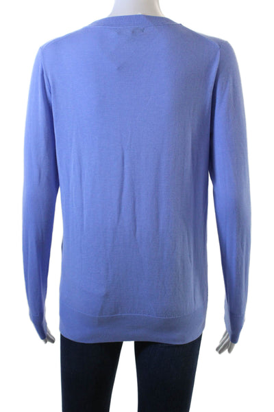 J Crew Womens Cotton Crew Neck Long Sleeve Pullover Sweater Top Blue Size S