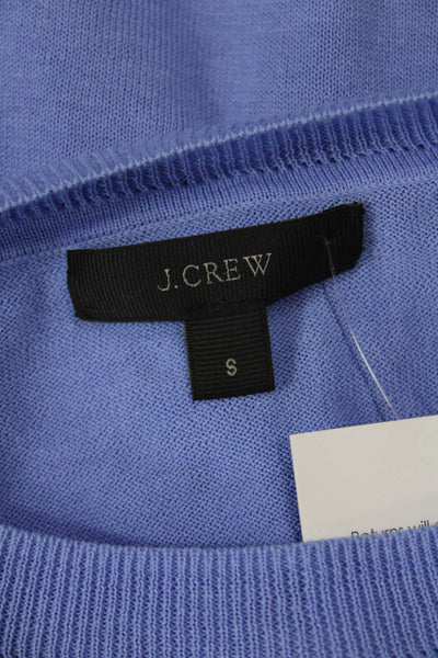 J Crew Womens Cotton Crew Neck Long Sleeve Pullover Sweater Top Blue Size S