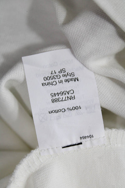 J Crew Womens Cotton Crew Neck Puff Short Sleeve Blouse Top White Size S