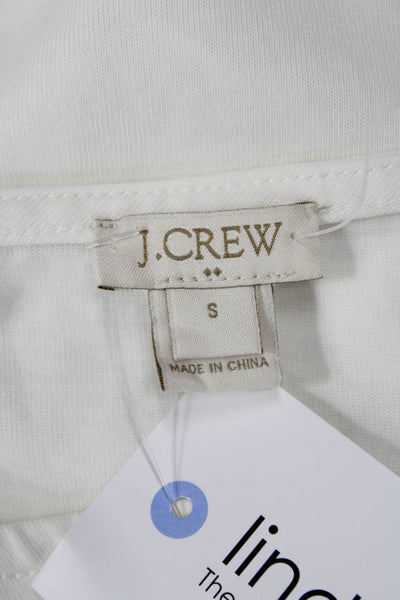 J Crew Womens Cotton Crew Neck Puff Short Sleeve Blouse Top White Size S