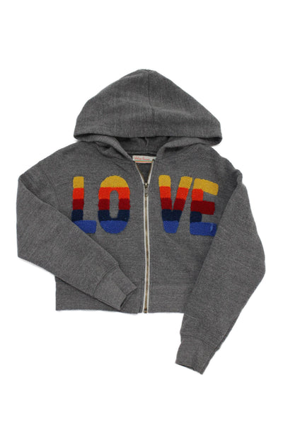Vintage Havana Girls Cropped Zip Up Hoodie Gray Size M