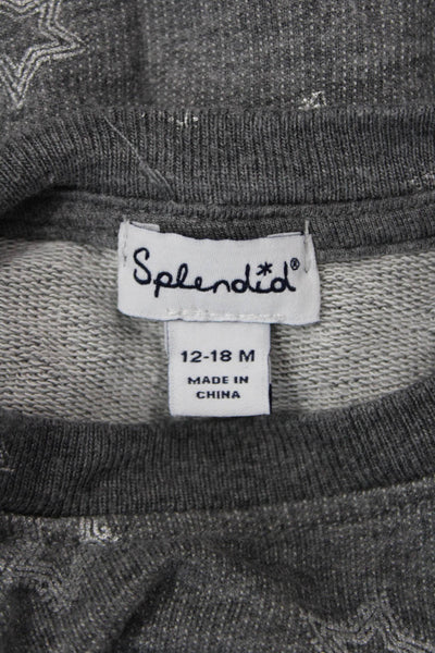 Splendid Girls Cotton Blend Star Print  Top + Bottom Set Gray Size 12-18M