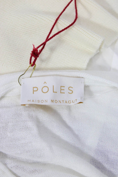 Poles Womens Linen Blend Short Sleeves V Neck Sweater White Size Large