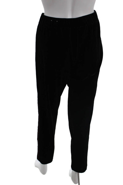 J. Mclaughlin Womens Embroidered Sides Pull On Pants Black Red Size Medium