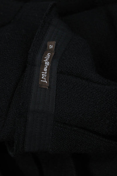 J. Mclaughlin Womens Pleated Knee Length A Line Skirt Black Wool Size 12