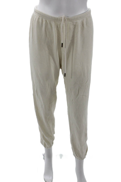 The Great Womens Mid Rise Drawstring Cropped Jogger Pants White Cotton Size 0
