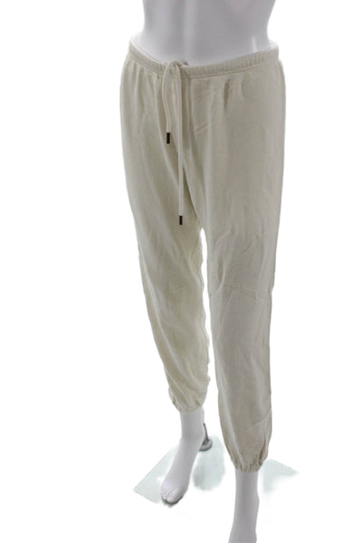 The Great Womens Mid Rise Drawstring Cropped Jogger Pants White Cotton Size 0