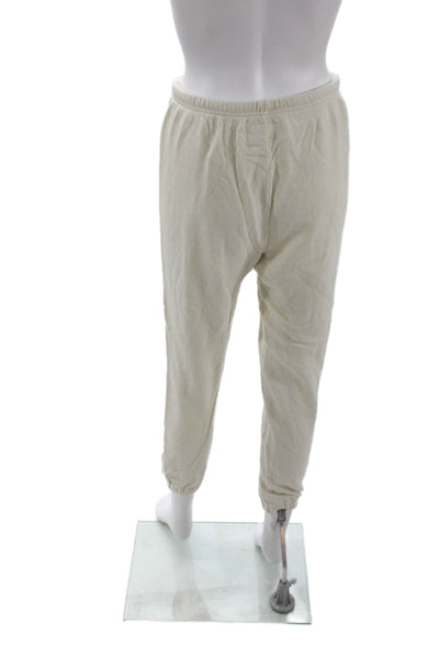 The Great Womens Mid Rise Drawstring Cropped Jogger Pants White Cotton Size 0