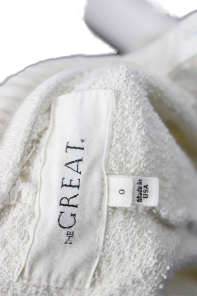 The Great Womens Mid Rise Drawstring Cropped Jogger Pants White Cotton Size 0