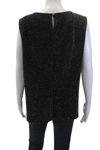 Calvin Klein Womens Textured Sleeveless Round Neck Sparkly Blouse Black Size 1X