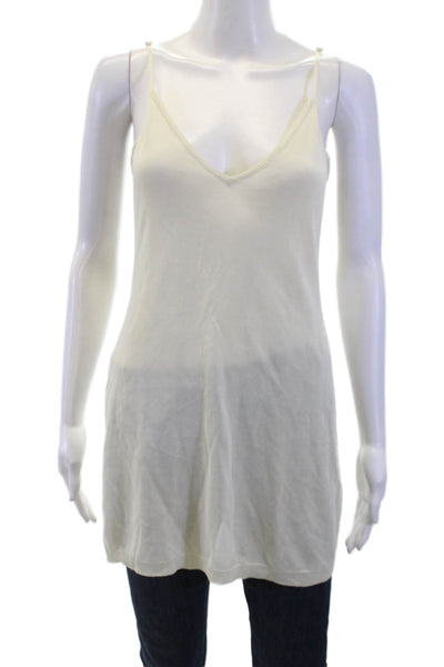 Frame Womens Textured Spaghetti Strap V-neck Tank Top Yellow Size S