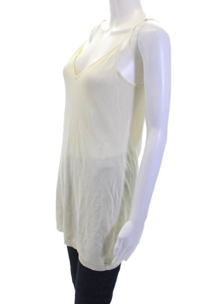 Frame Womens Textured Spaghetti Strap V-neck Tank Top Yellow Size S