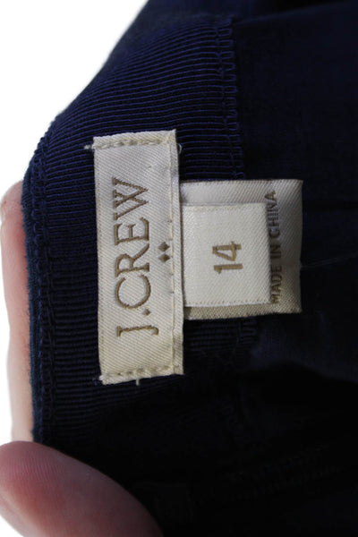J Crew Womens Cotton Brocade Gathered Detail Zippered Skirt Dark Blue Size 14