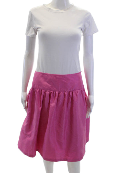 Lilly Pulitzer Womens Gathered Waist Knee Length A-Line Skirt Pink Size S