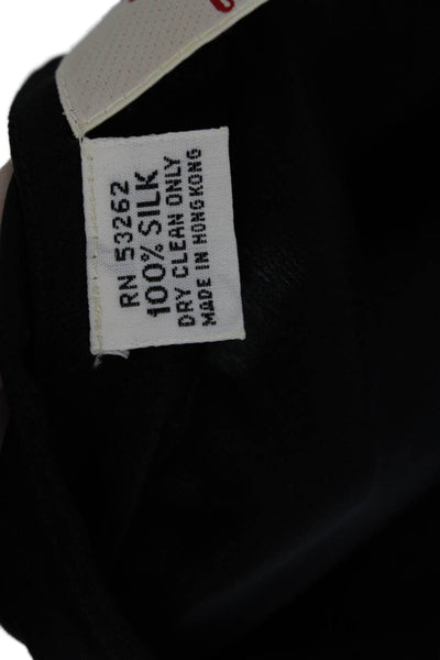 Oscar de la Renta Women Black Silk Long Sleeve Round Neck Blouse Size 12